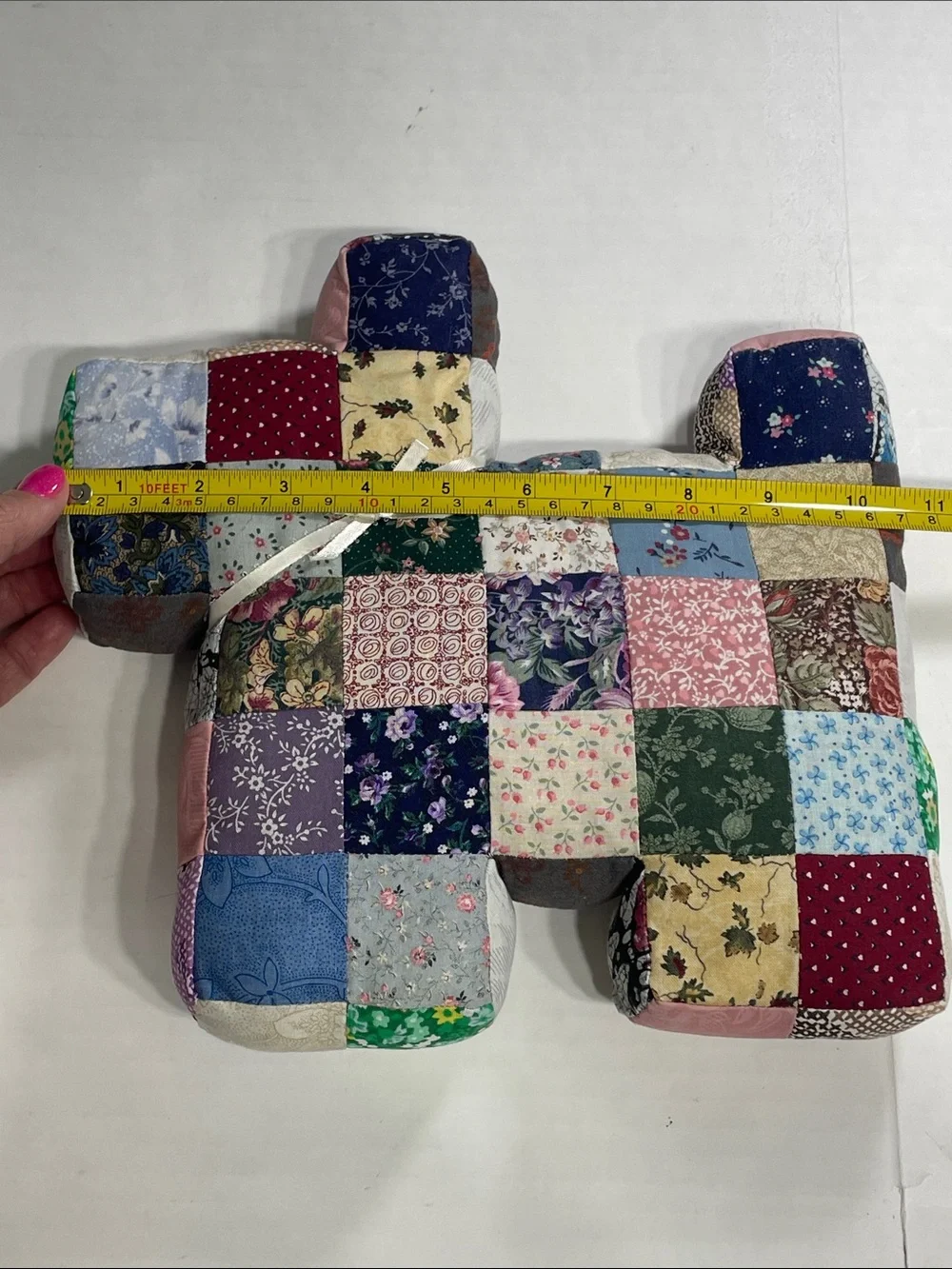 Handmade Patchwork Quilt Scottie Dog Plush Pillow Toy. Preowned.Grandmacore. - Picture 7 of 11
